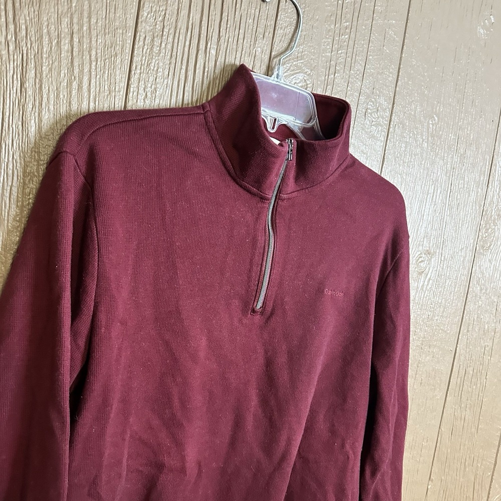 Calvin Klein Men's Liquid Touch 1/4 Zip Birdseye Pullover Sweatshirt Deep Lava L - Picture 2 of 6
